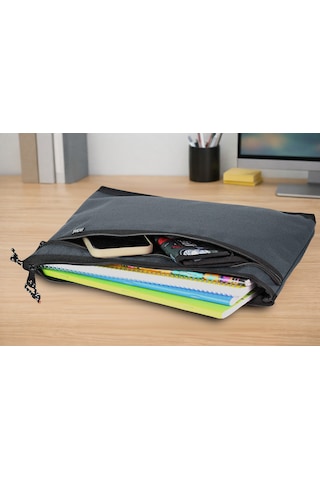 Jacbag Dual Zip Folder -iki Bölmeli Dosya Çanta A4 Dual Zip Folder-gri Tek Renk