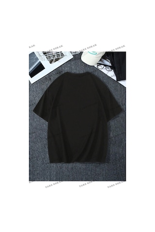 Startmore Unisex Kadın/erkek Freedom Renkli Özel Baskılı Oversize Penye Siyah