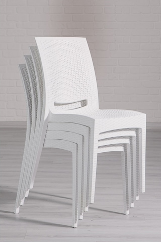2 Adet Rattan Beyaz Sandalye / Balkon-bahçe-teras Beyaz