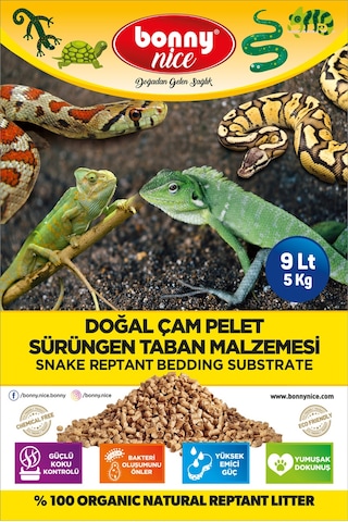 Bonny Nice Doğal Çam Pellet Sürüngen Taban Malzemesi 5 KG 9 L