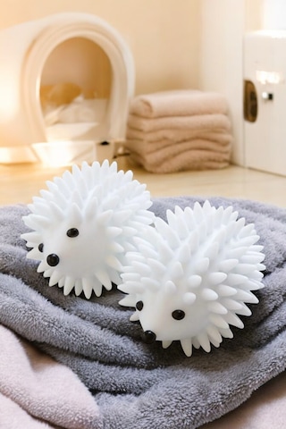 2'li Kirpi Kurutma Topu Beyaz Tüy Toplayıcı Çamaşır Kurutma Topu