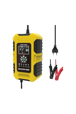 Foxsur 10a 12v 7-segment Motosiklet/araba Akıllı Akü Şarj Cihazı Sarı