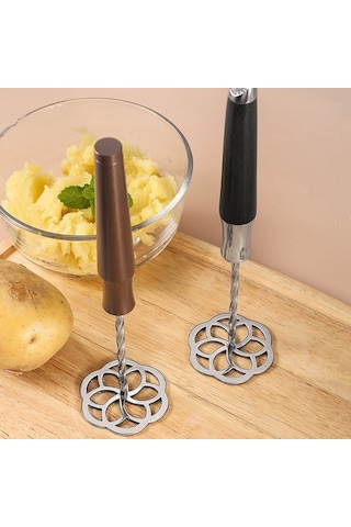 Sones Ahşap Saplı 316l Paslanmaz Çelik Patates Ezici Kalınlaştırılmış Taro Ezme Aletleri