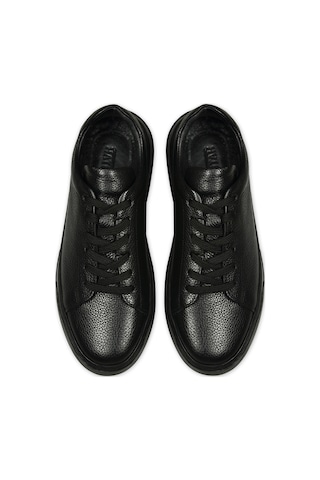 Hatemoğlu Casual Bağcıklı Erkek Deri Sneakers - Siyah