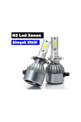 H3 Led Xenon Far Ampulü Beyaz Işık Şimşek Etkili C6 Kasa