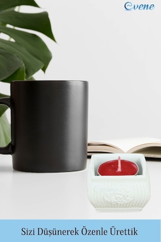 Eskitme Mumluk Şamdan Tealight Mum Uyumlu Mini Çizgili Çiçekli Model - Beyaz