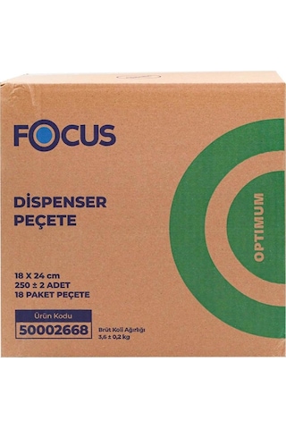 Focus Optimum Masa Üstü Dispenser Peçete 18 X 24 Cm 250 Yaprak - 18 Adet 50002668 Beyaz