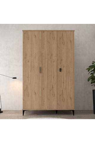 6301 Neva 3 Kapılı 200 Cm Gizli Çekmeceli Gardırop , Elbise Dolabı , Genç Odası Sepet