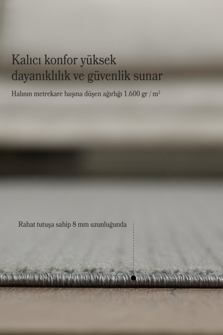 Modern Tasarımlı Salon Mutfak Koridor Halısı Düz Saçaklı Gri Renkli Gri