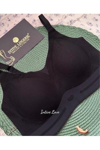 Intive Pureform Balensiz Dikişsiz Kopçasız Dokulu Seamless Bralet Siyah