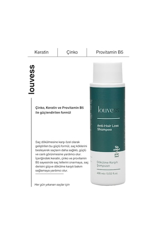 Louvess Dökülme Karşıtı Keratin Çinko ve Provitamin B5 ile Güçlendirilmiş Şampuan 400 ML