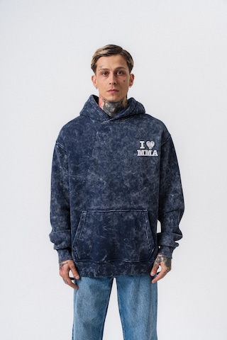 Respire Erkek Mma Baskılı Kapüşonlu Oversize Hoodie Lacivert