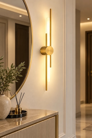 Premıum Eskitme Gold Silindir Led Aplik 3 Renk Dekoratif Duvar Aydınlatması 8w 60 Cm