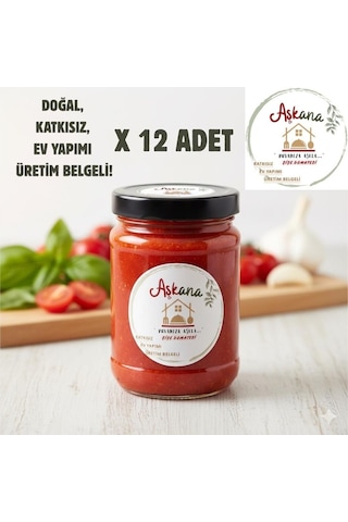 Şişe Domatesi- Doğal, Ev Yapımı, Katkısız, Üretim Belgeli, Domates Konservesi-600 Gr X 12 Adet