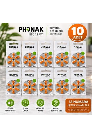 Phonak 13 Numara Cihaz Pili 10 Paket 60 Adet