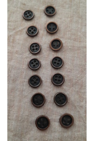 Antık Bakır Metal Düğme 8 Mm 14 Adet