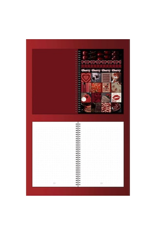 Cherry Red Notebook Stickerli Noktalı 80 Yaprak 14x21 A5 Spiralli Defter
