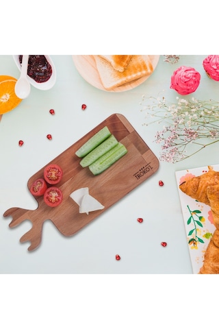 İroko L Doğal Kayın Ahşap Balık Şekilli Kesme Tahtası 30x13,5 Cm Premium El Yapımı, Mutfak Tahtası Ahşap