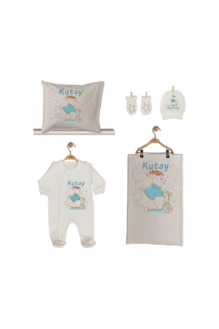 Pia Baby Gl 1926-02 İsme Özel Beşli Tulum Set Mavi