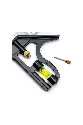 Master Ayarlanabilir Su Terazili Gönye 30 Cm Açı Ölçer Cetvel+ 30 Cm Marangoz Gönye 2'li Set