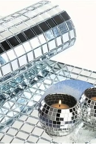 Kare Silver Cam Mozaik Fayans Çıkartmaları Kendinden Yapışkanlı Aynalı, Pra-13113458-7030