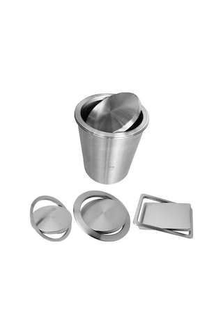 Tongxida Yerleştirilmiş Paslanmaz Çelik Salıncak Kapağı Mutfak Çöp Kutusu Kapağı, Boyut: Kare 16.2x22.7cm Gümüş Gümüş