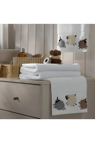 %100 Pamuk Premium Çocuk Banyo Havlusu Açık Beyaz