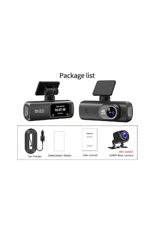 V22 Hd 4k Kamera Ön Ve Arka Çift Kayıt Wifi Araç İçi Kamera