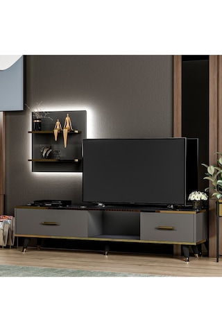 Aren Işıklı Tv Ünitesi Antrasit - Antrasit Antrasit
