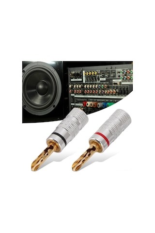 Moveevo J.10054 4mm Altın Kaplama Muz Plugları, Sıkıca Sıkma Tasarımı, Kısa Devre Engeli, Hoparlör Kabloları İçin Uyumlu, 5 Set Kırmızı+siyah