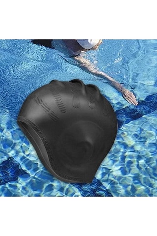 Fortunelane Yüzmek Kadın Siyah Suntek Siyah Silikon Kaymaz Kap Yumuşak Pc Siyah