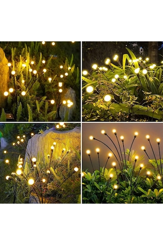 2'li Güneş Enerjili 70 Cm Firefly Bahçe Lambası 8 Led Aydınlatma Dekoratif Solar Dış Mekan Balkon Yürüyüş Yolu 13372804