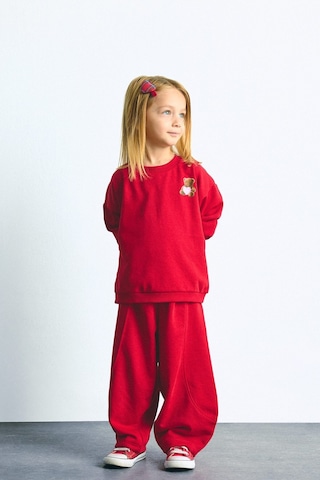 Defacto Bisiklet Yaka Ayıcık Aplikeli Sweatshirt Kız Bebek I1716a526aurd70 Kırmızı-rd70