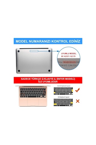 Apple Uyumlu MacBook Air 13 Inç 2021 M1 A2337 Mat Kılıf + Klavye Kılıfı + Film (544441713)