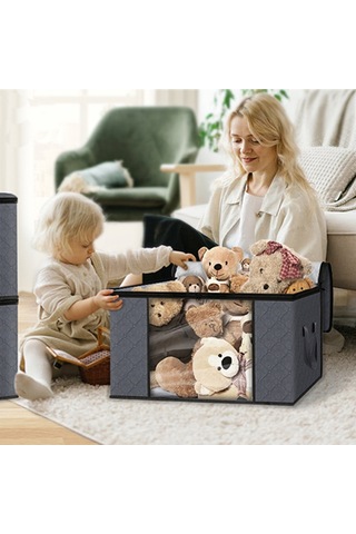 Cbtx 90l 60x43x35cm Elbise Organizatör Dokunmamış Çanta Battaniye Katlanabilir Saklama Kutusu Şeffaf Pencere İle