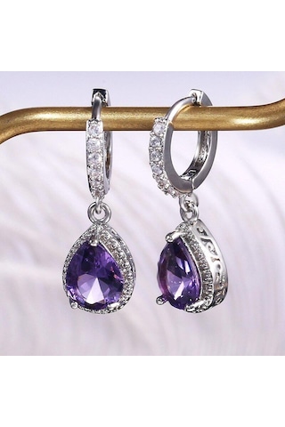 Lindon Kadın Zirkon Su Damlası Şekilli Küpe