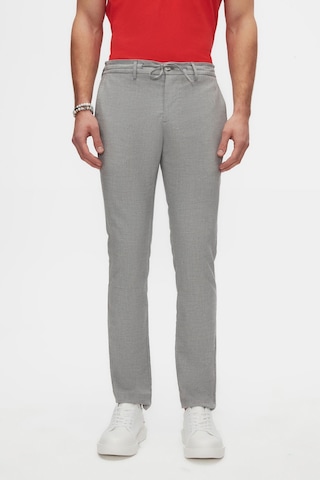 D's Damat Ds Damat Slim Fit Gri Beli Lastikli Bağcıklı Fermuarlı Likralı Rahat Jogger Pantolon 2HC03ORTJGR01 Gri