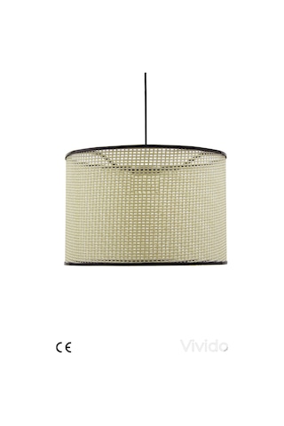 Wicker Krem-siyah Hasır Sarkıt Avize Krem