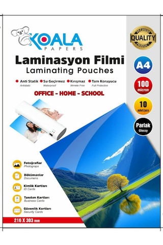 A4 Laminasyon Filmi 125 Micron 10'lu Doküman Koruma Ve Parlaklık Sağlayan