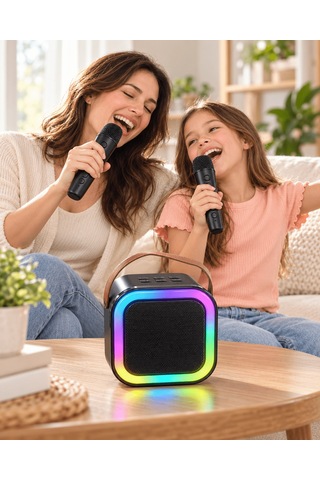 Led Işıklı Bluetooth Karaoke Hoparlör Seti Standart