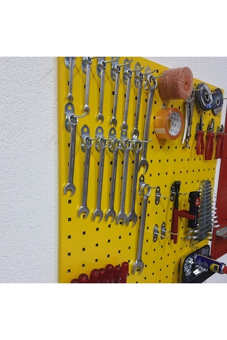 90 Cm Metal Askı Panosu Ve Kanca + Tornavidalık + Anahtarlık Seti Sarı Renk 90
