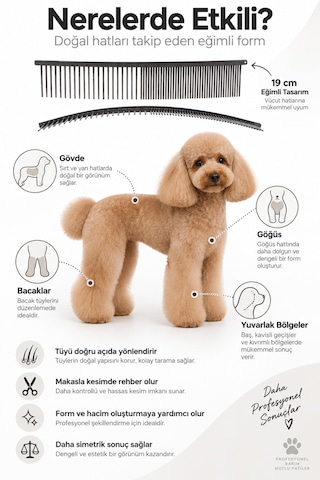 Showtech Combi Köpekler İçin Eğimli Kılavuz Tarak 19 Cm