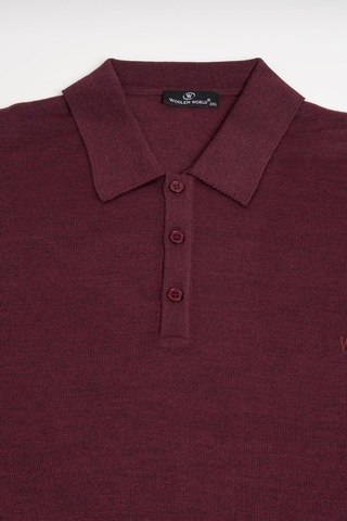 Woolen World Polo Yaka Battal Büyük Boy Yünlü Triko Kazak Bordo