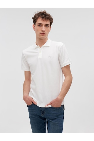 Gap 586306005 F-logo Pk Erkek Polo Tişört Beyaz