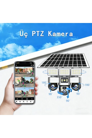 Güneş Enerjili 4k 4g Ptz Dış Kamera Otomatik Takip Ve Alarm, Renkli Gece Görüşü, App Kontrol, 66 Led, Type-c Şarj, Bulut Depolama, 3 Ekran Görüntüsü, Her Hava Koşulunda Çalışır