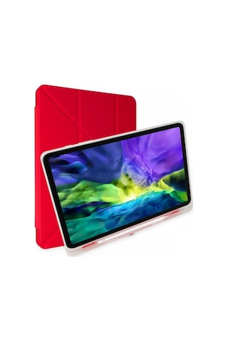 Samsung Galaxy Uyumlu Tab A8 10.5 Sm-x200 Kılıf Kalem Bölmeli Trifolding Silikon Case Kılıf