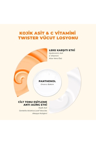 Dermokil Kojik Asit C Vitamini Leke Karşıtı Ve Yenileyici Twister Vücut Losyonu 200 Ml