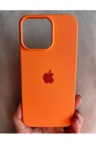 İphone Uyumlu 16 Pro Max Logolu İçi Kadife Silikon Lansman Kılıf