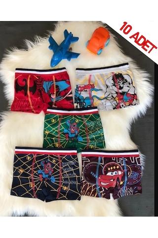 Erkek Çocuk Desenli Boxer 10'lu Karışık 10'lu