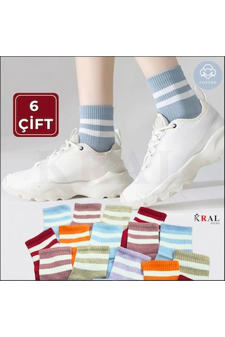 Kral Socks Unisex 6 Çift Soft Renkler Model Pamuklu Terletmez Çorap Seti
